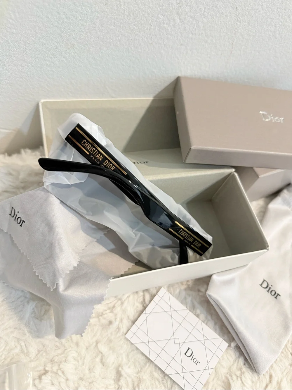 Christian Dior Black Square Sunglasses with Dark Gold Lenses